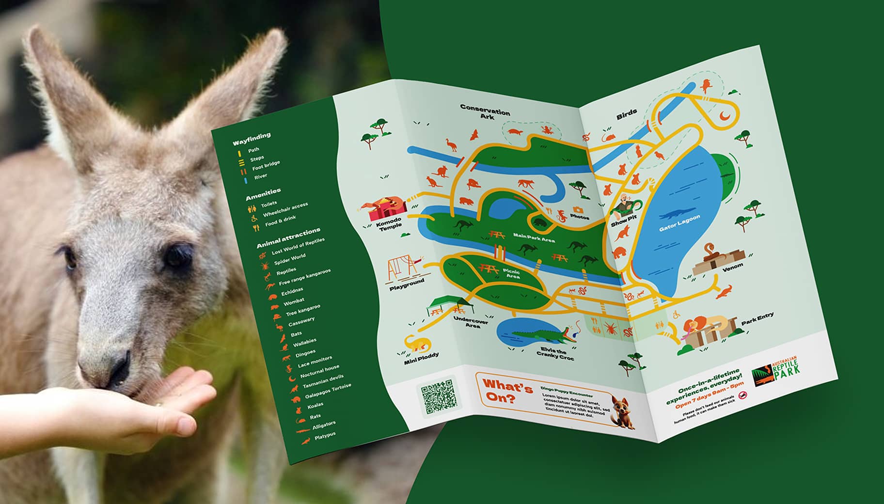 The new Australian Reptile Park map, designed by DIJGTAL
